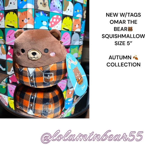 NW/TAGS OMAR THE BEAR 🐻 IN FLANNEL SHIRT SQUISHMALLOW-SZ 5”AUTUMN COLLECTION - Picture 7 of 9